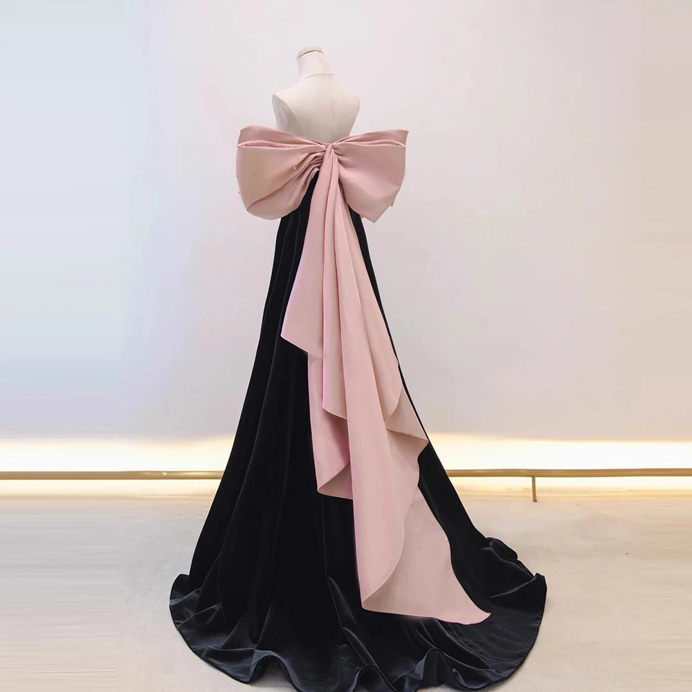 Vintage Off The Shoulder Evening Dresses Long Satin A-line Loose sleeves Women Formal Gowns Wedding Maxi Dress Party beaded