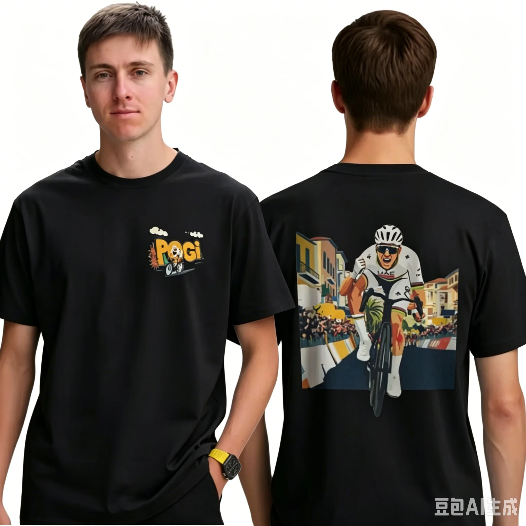 Front Back Double Print Town Road Cycling Sketch Graphic T-shirt Grunge Print Soft Cotton Short Sleeve Unisex Casual Daily Tee