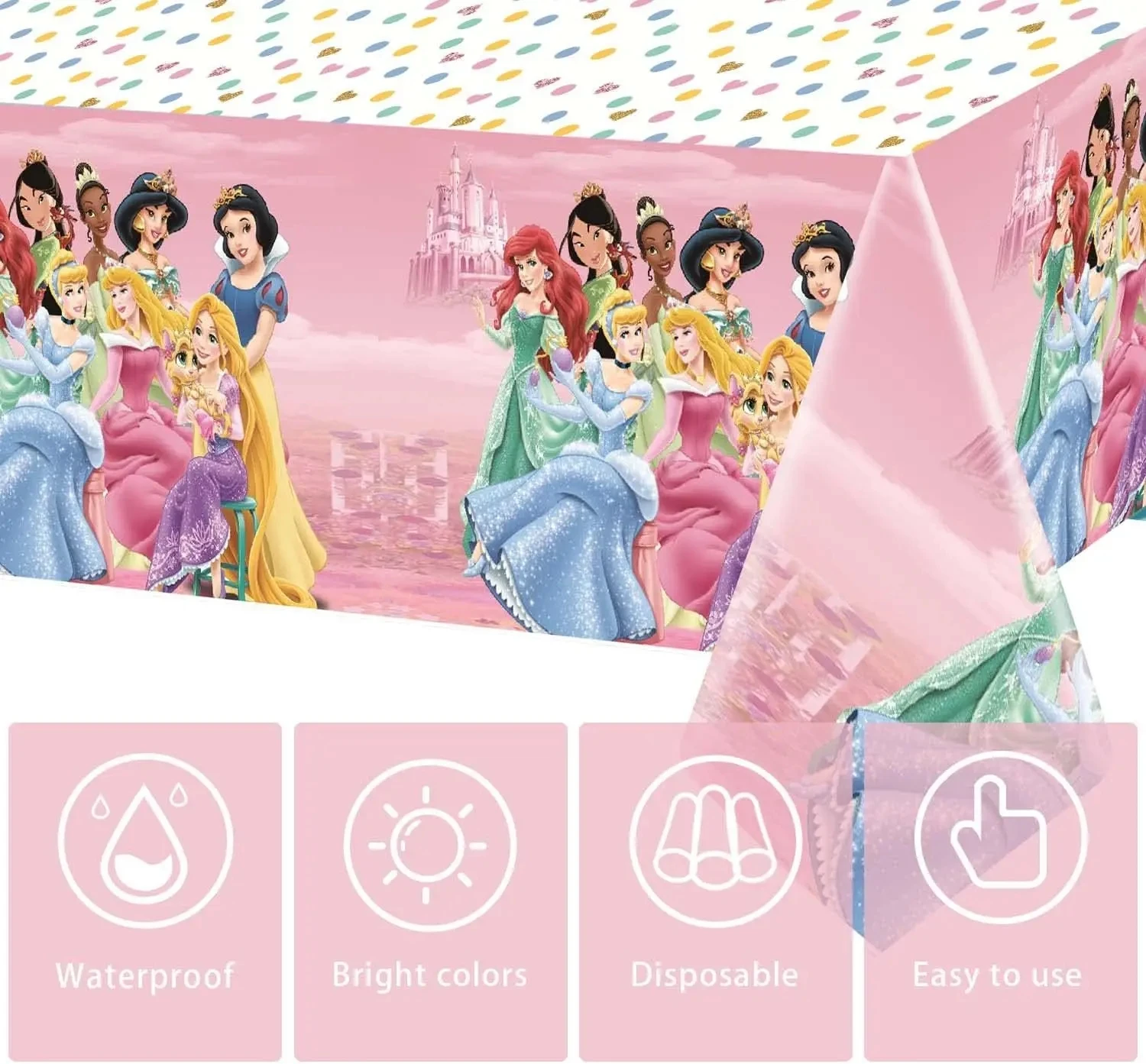 Disney Princess Theme Party Favors Braclet Disposable Tableware Girls Birthday Party Supplies Princess Cup Plate Tablecloth Set