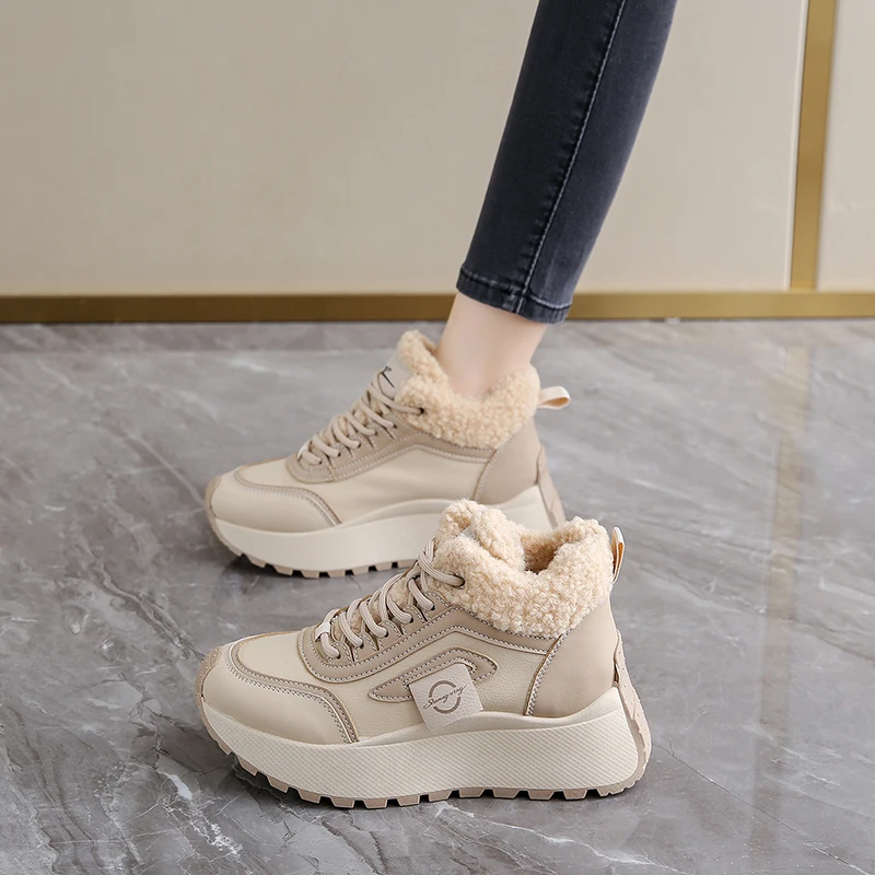 

Zgsx-28092 Dad Shoes for Women 2025 Winter Ins Korean Version New Plush Student Sports Casual Shoes Warm