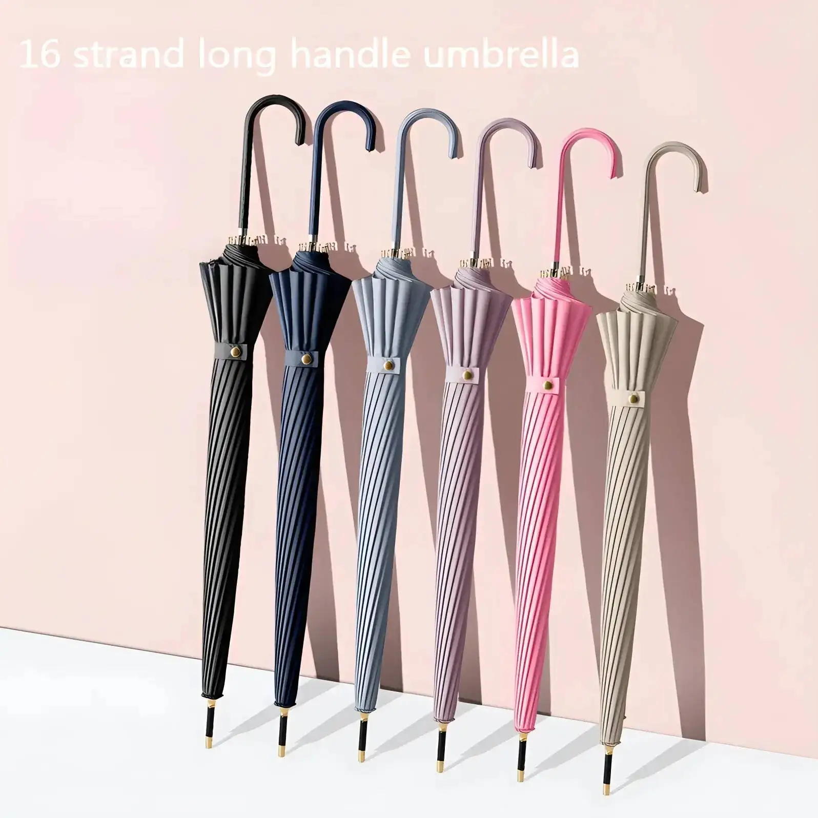 

Japanese Long Hand Umbrella Ins For Both Sunny And Rainy Use, Black Glue Large Size Storm Resistant 16 Bone Automatic Waterpr