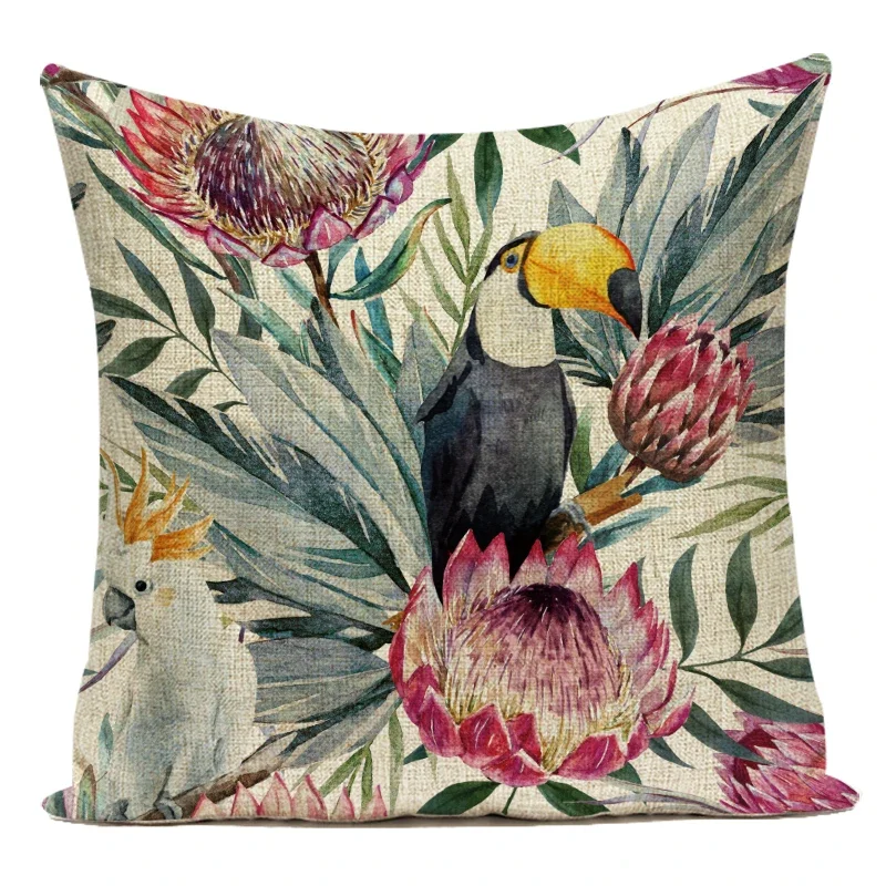 Tropical Plant Leaves Pillowcase Green Cactus Leaves Pillows Cover Decorative Modern Colorful Sofa Seat Cushions Covers