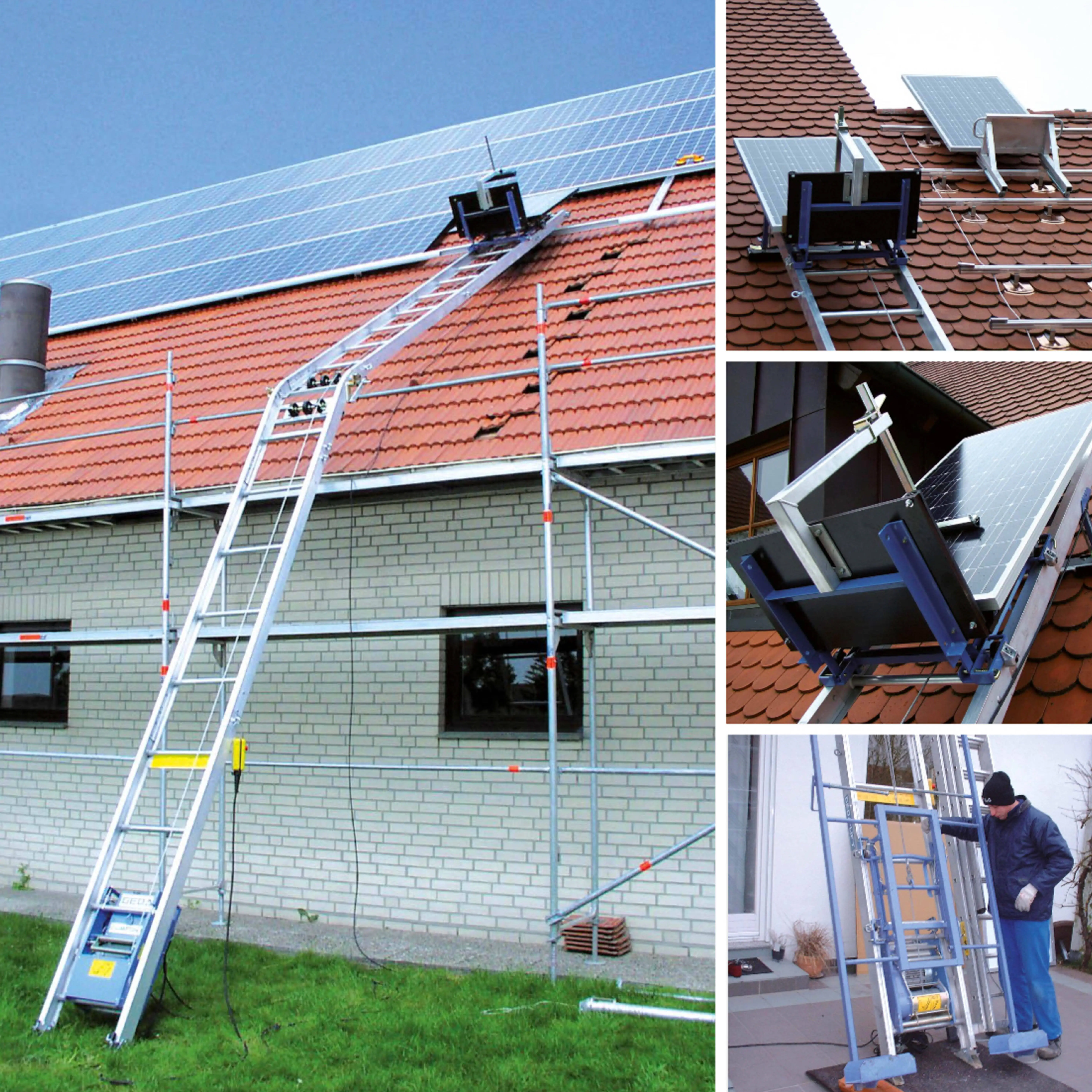 Construction Electric Small Hoist Lifts Solar Panel Ladder Lift Equipment for PV Panel Roof Lifting