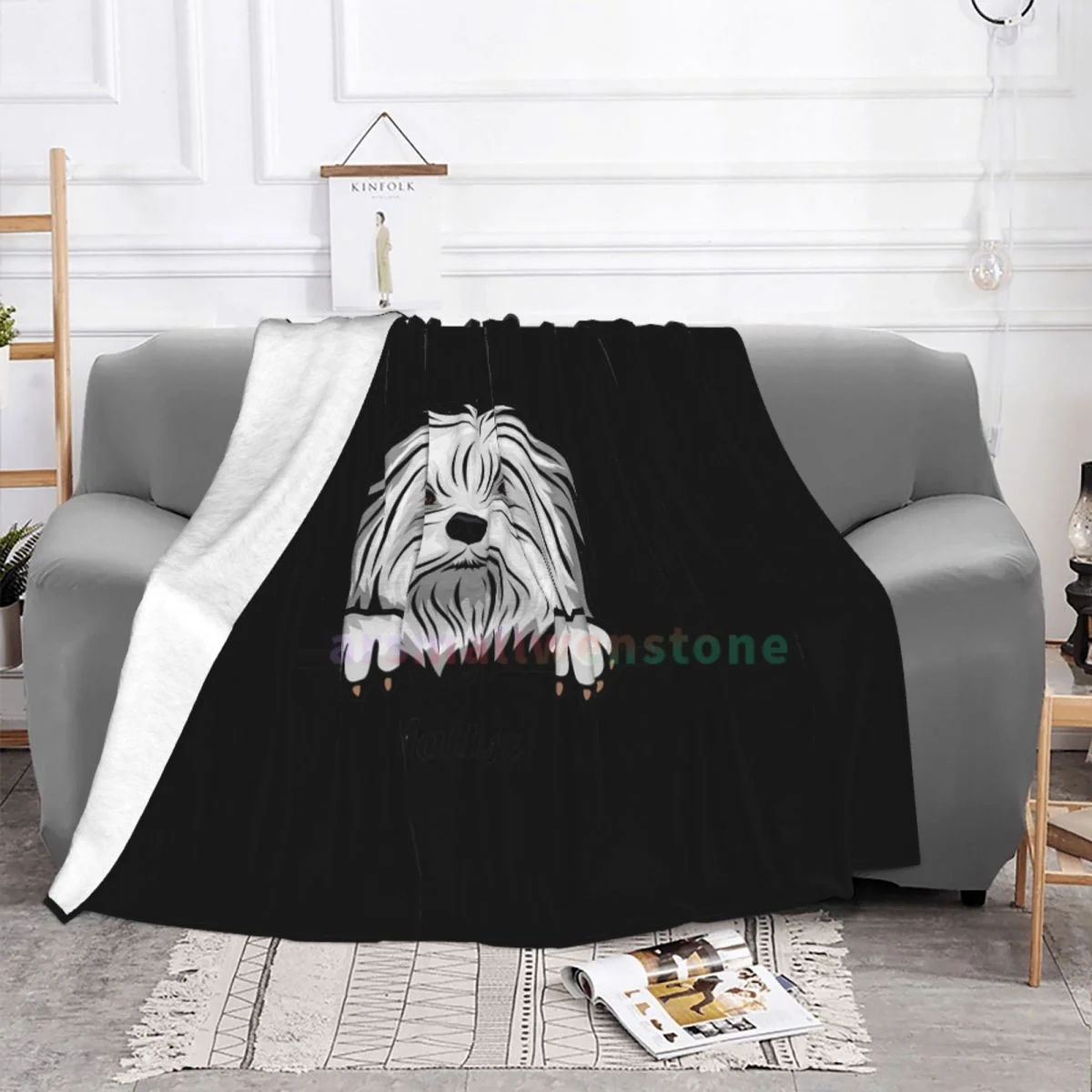 Punk Cotton Peeking Dog Flannel Fleece Blanket Soft Warm Lightweight Cozy Anti-Pilling Fuzzy Throw Blankets for Couch Bed Sofa