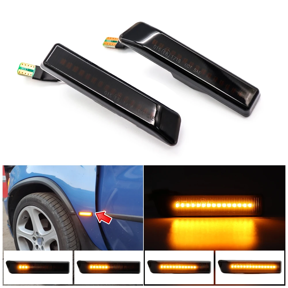 Sequential Flashing LED Turn Signal Side Marker Light Blinker For BMW E36 M3 Facelift 1997-1999 X5 E53 1999-2006