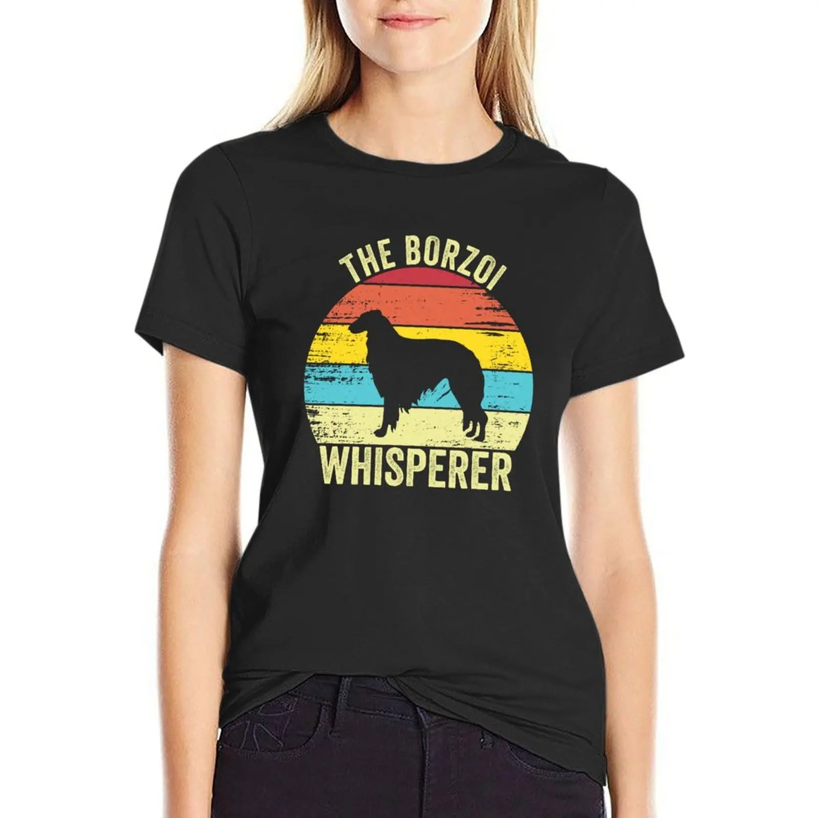 

Borzoi Whisperer Funny Borzoi Dog Lover Pet Owner T-Shirt anime clothes anime Women's cotton t-shirt