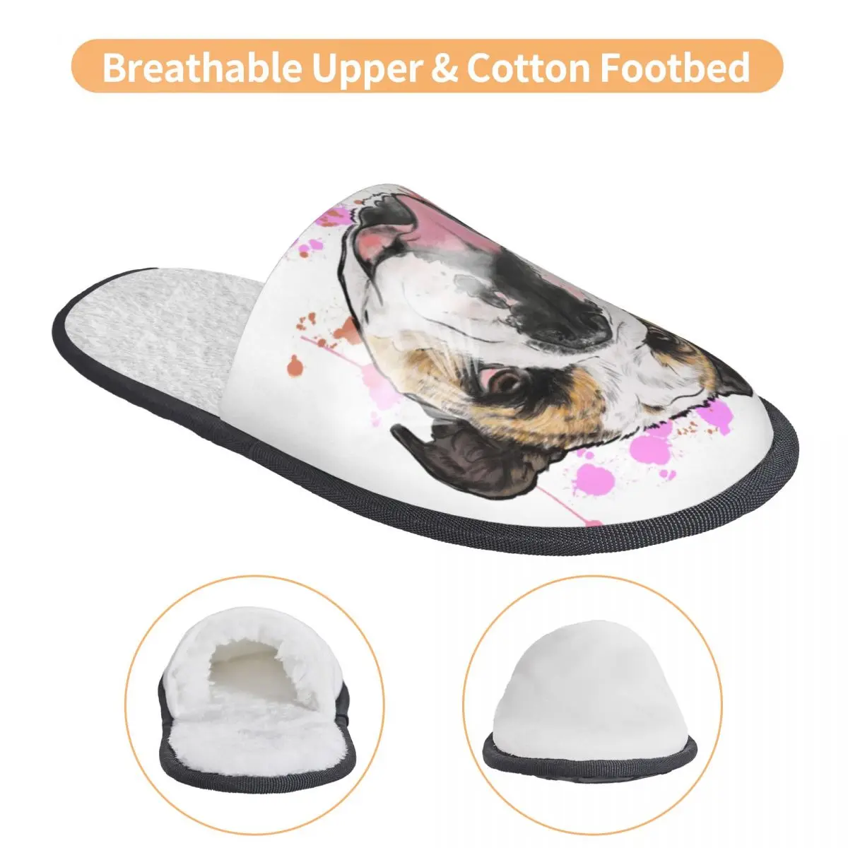 Custom Bubbles The Bulldog Soft Memory Foam House Slippers Women English Bulldog Puppy Comfy Warm Anti-Skid Slipper