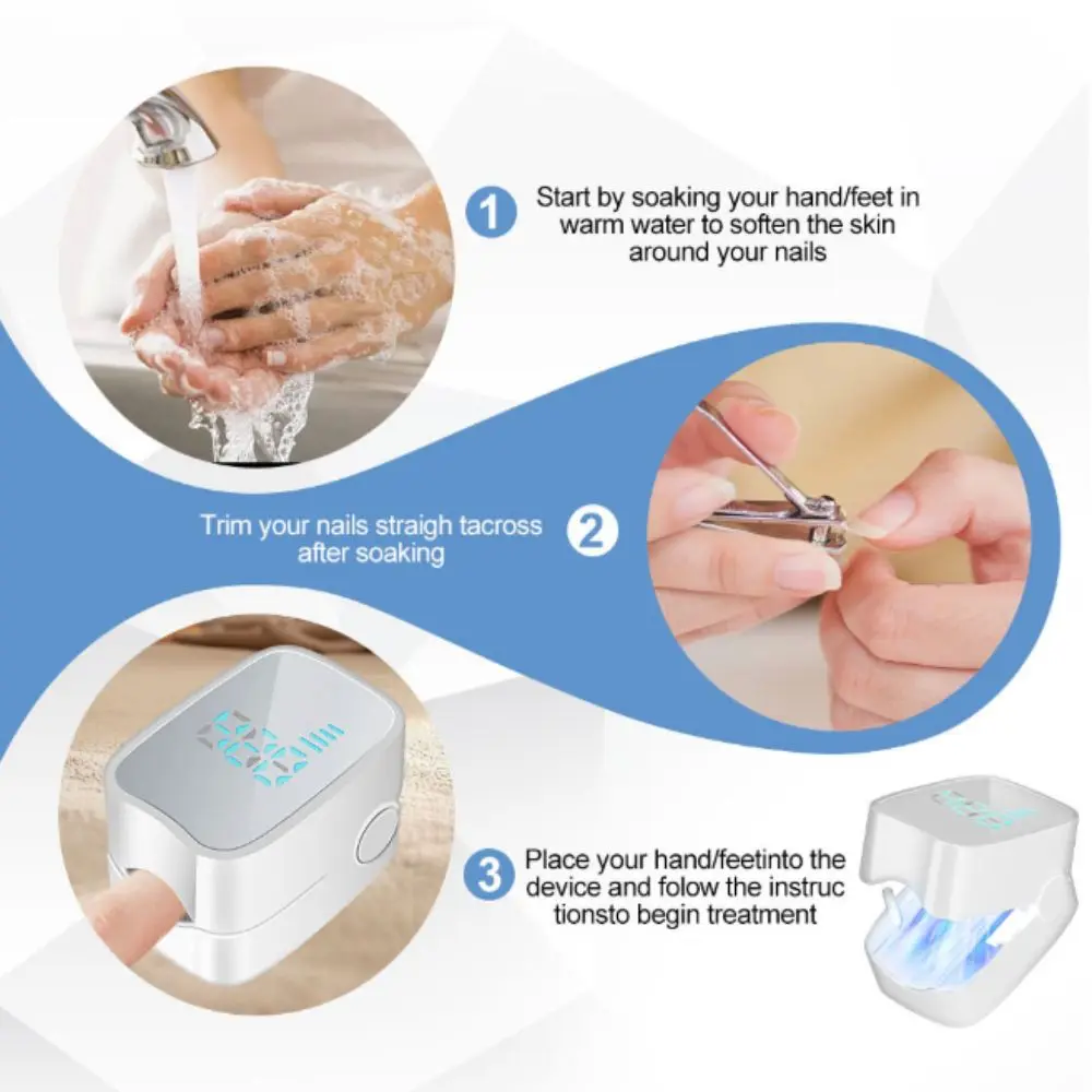 High Definition Display Nail Fungus Care Lamp USB Rechargeable Lightweight Compact Nail Repair Tool Mild Light Source