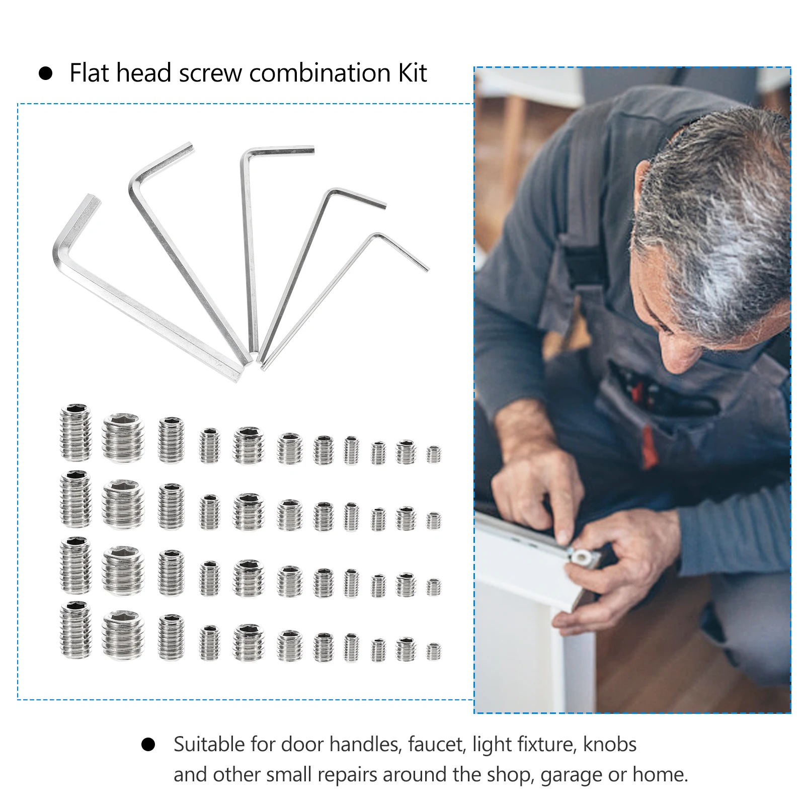 

240pcs Allen Head Socket Stainless Steel Screws Corrosion Resistant Internal Screw Kit Flush Mount Fasteners Wrenches
