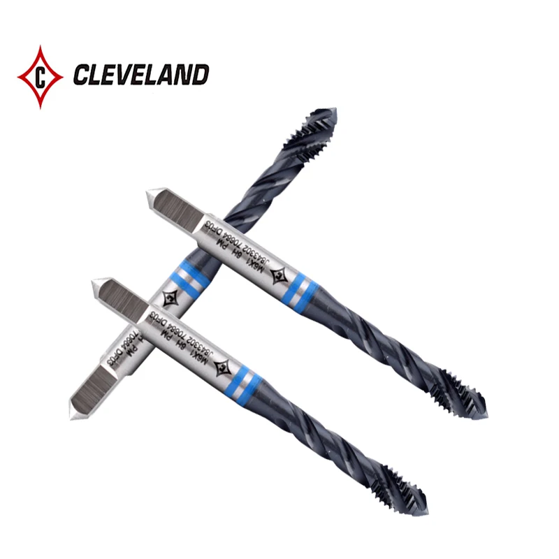 CLEVELLAND HSS-PM JP 나선형 플루트 탭, M3 M4 M5 M6 M8 M10 M12 M14 M16, 스테인레스 스틸용 기계 나사 탭