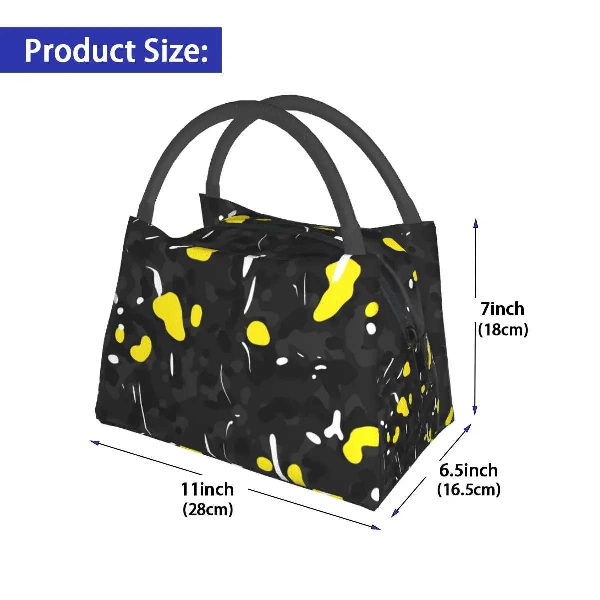 Military Camouflage Black Yellow Lunch Bag Custom Lunch Box Funny Cooler Bag Portable Insulated Waterproof Thermal Tote Handbags