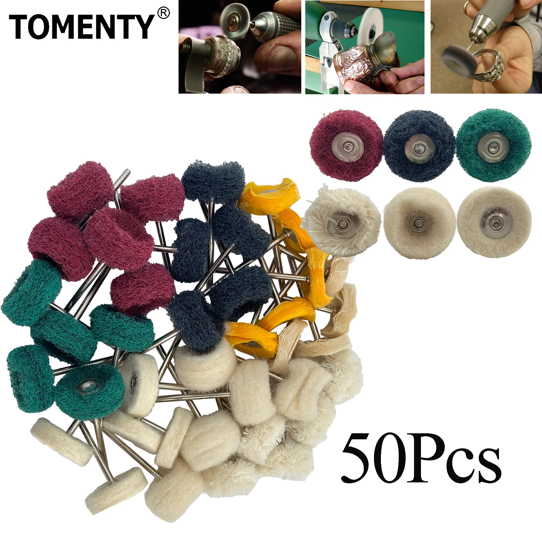 50Pcs Dental Dental Polishing Brush Wheel 2.35mm HP Shank Wool Goat Cotton Black Buff Dentistry Odontologia Prophy Brushe