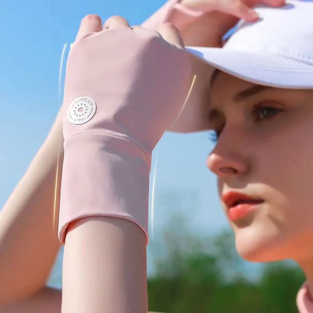 أزياء الشمس الأشعة فوق البنفسجية حامي نصف اصبع قفازات الغولف تنفس بارد مفتوح اصابع قفازات الجليد الحرير قفازات الغولف الرياضة في الهواء الطلق