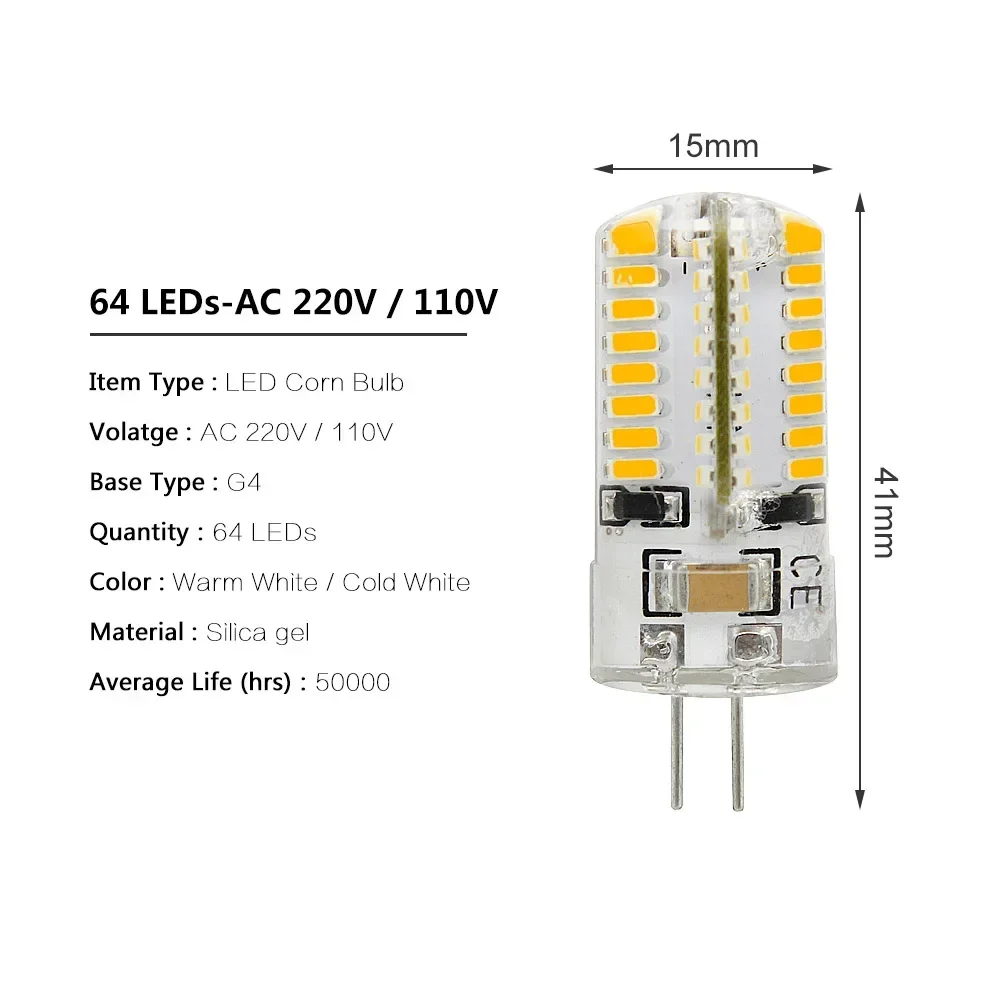 ANBLUB G4 LED Lamp DC 12V/ AC 220V SMD3014 Silicone Bulb 24/32/48/64/104 LEDs replace 10W 30W 50W Halogen Light