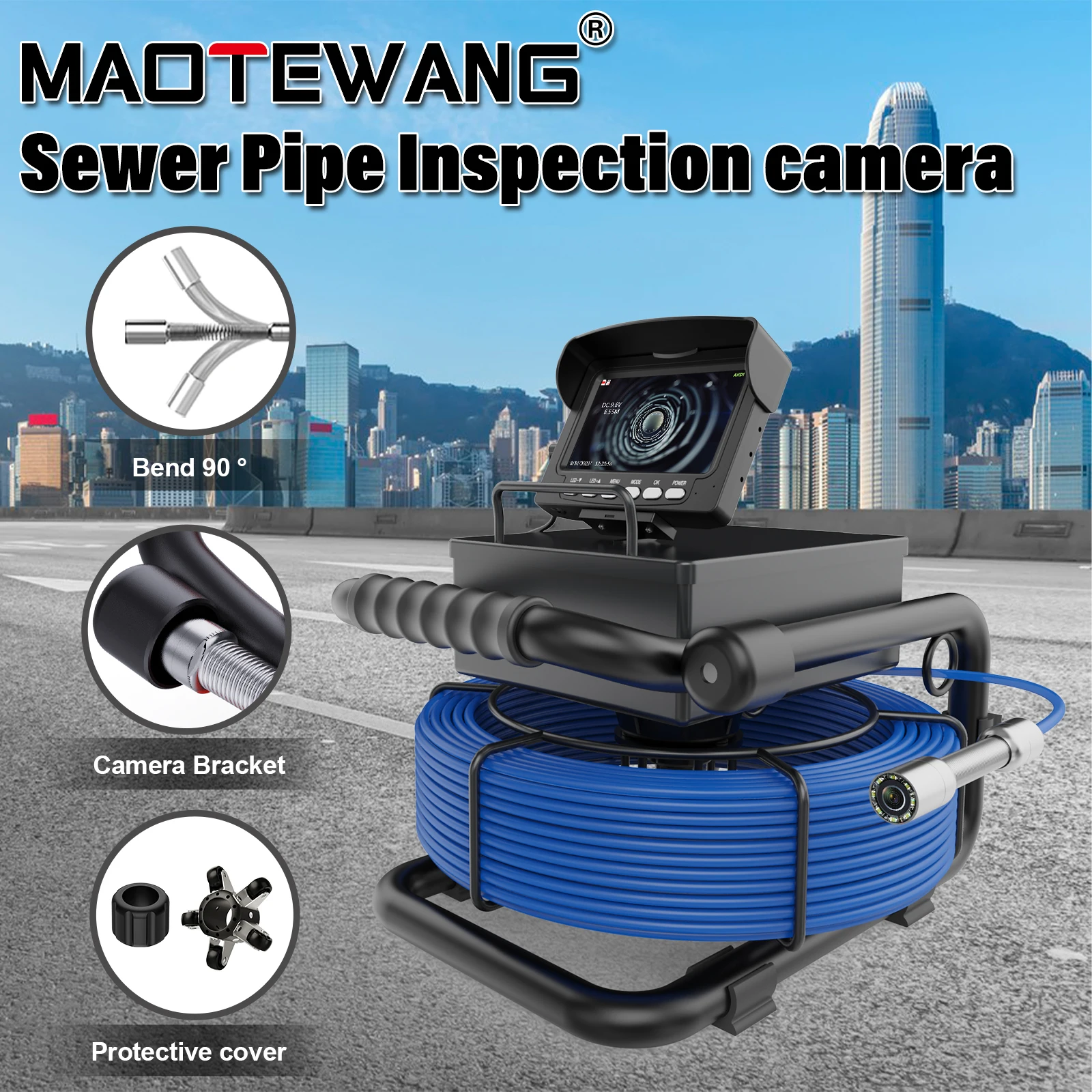 

Камера для осмотра канализационных труб с монитором 4,3, камера для сантехники и дренажа, видеорегистратор с Tf-картой 16 ГБ, промышленный эндоскоп IP68 для Pipelin