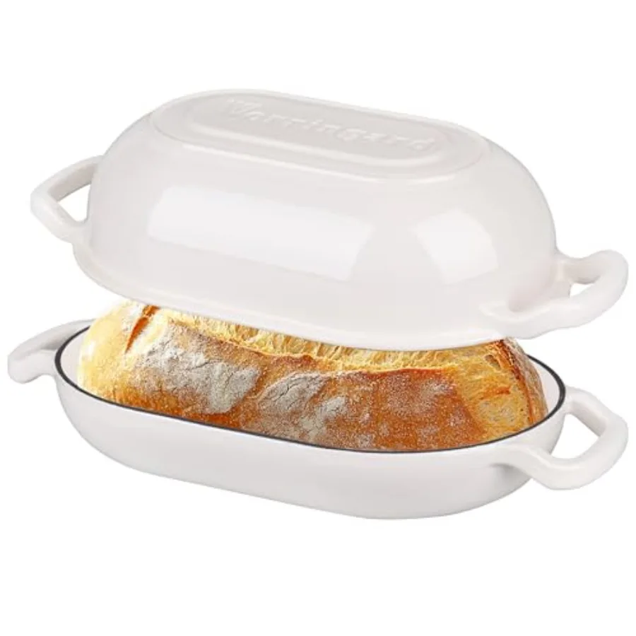 

Enameled Cast Iron Sourdough Bread Oven Dutch Oven Loaf Cast Iron Bread Pan for Homemade Bread Baking Meatloaf Pan with Lid 5QT