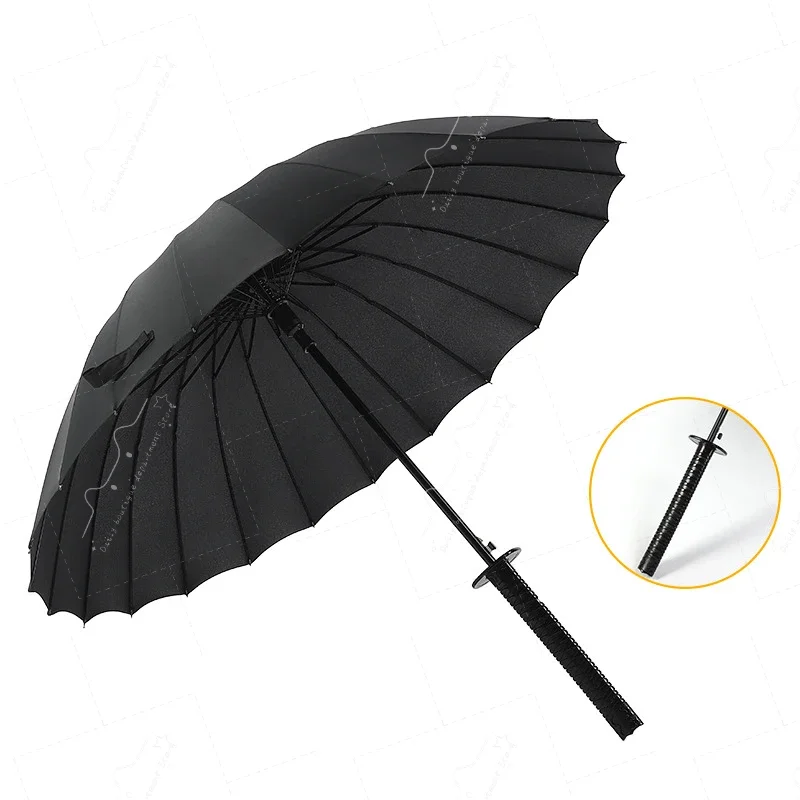 Creative Japanese Samurai Umbrella Removable Handle Automatic Long Handle Black Rainproof Ninja-like Sword Katana Umbrellas