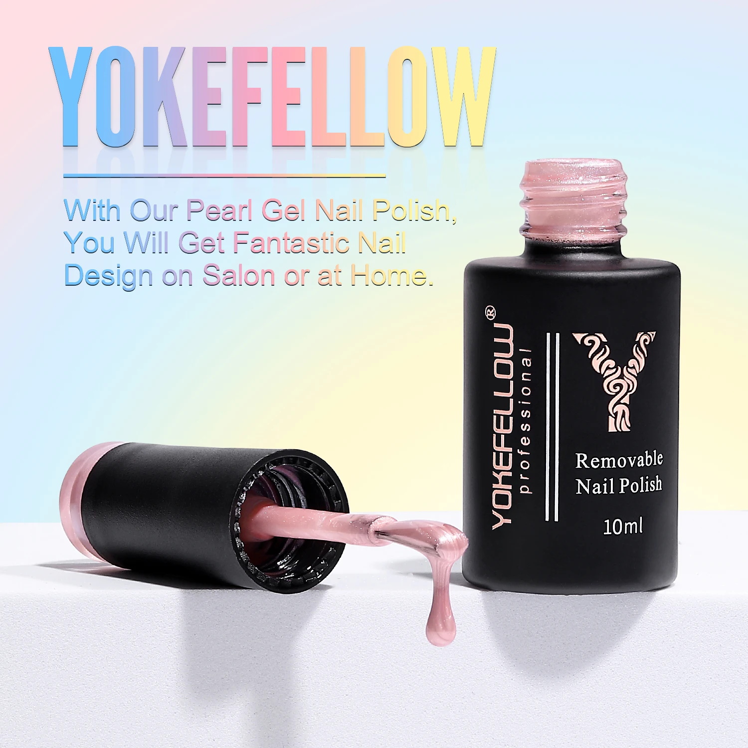 YOEllFELLOW-Verhéritage à Ongles Gel Perle, Sirène Rose, Soak Off, UV Led, Verhéritage Gel, Effet Fil, Cadeau DIY, 10ml