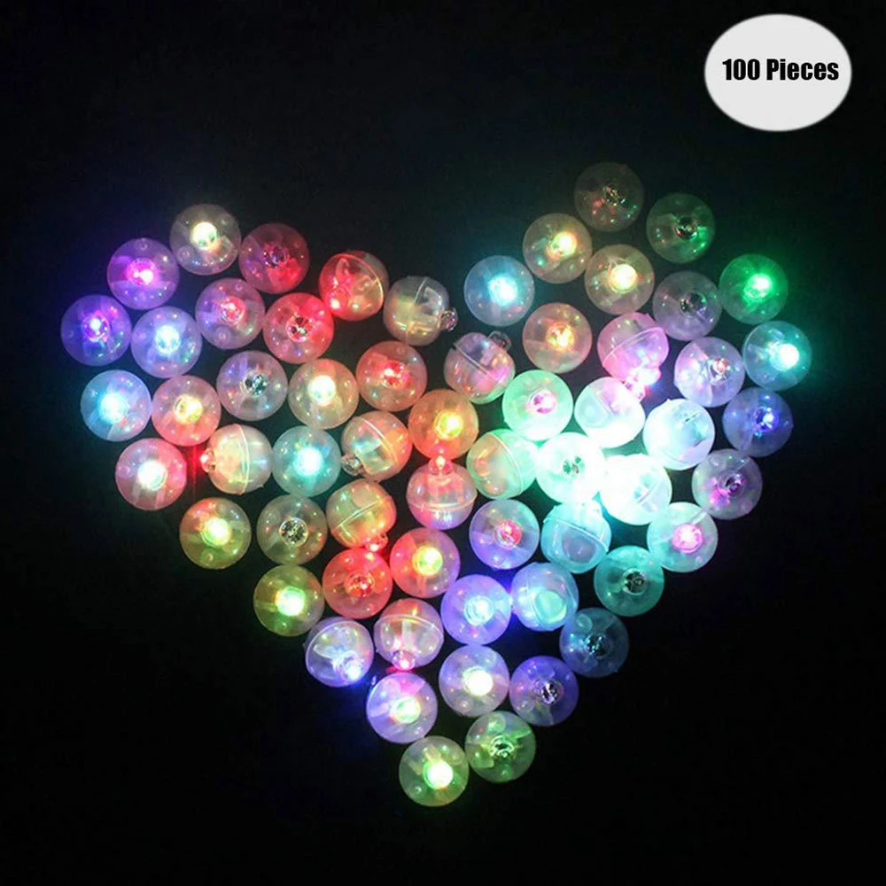 100 Pcs RGB Round Ball Led Balloon Lights Mini Flash Party Supplies Lamps for Lantern Christmas Wedding Party Decoration