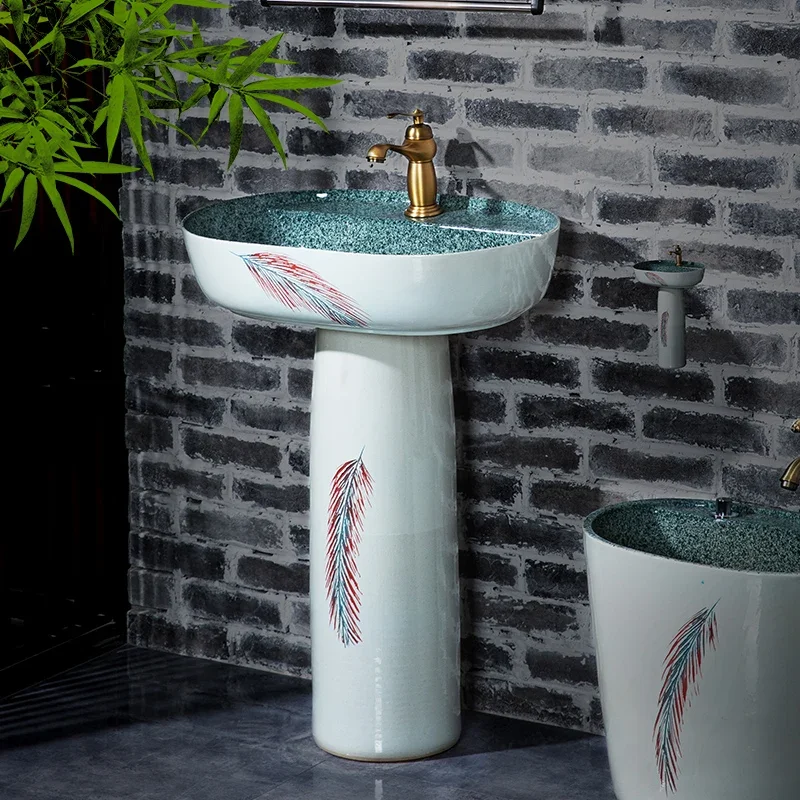 

Column Type Washbasin Ceramic Whole Washbin Washstand Floor Type Wash Basin