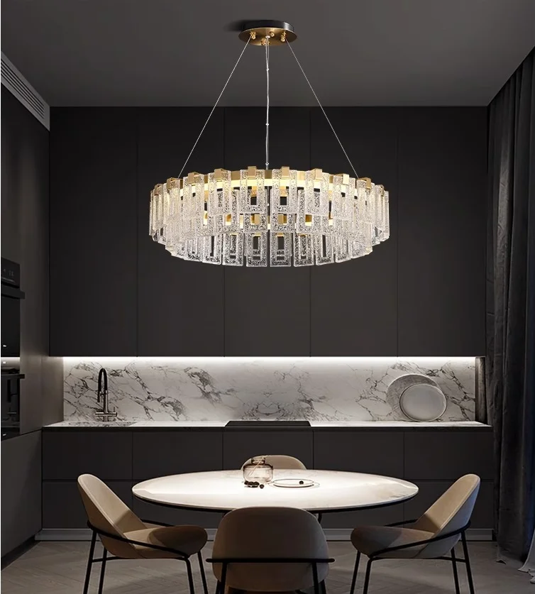 Postmodern Light Chandelier Living Room Copper Pendant Light Glass LED Decorate Light