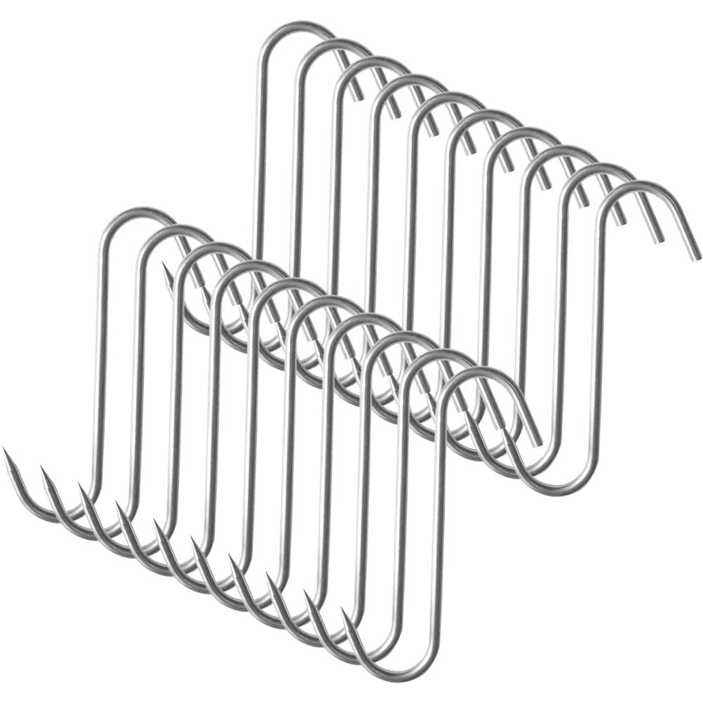 

20Pcs Stainless Steel Meat Hooks for Hanging Roast Chicken Duck Bacon Ham Sausage Dried Fish BBQ Butcher Garden Pot Metal Small