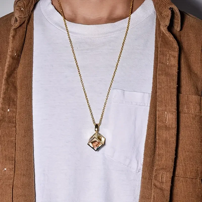 1PC Personalised Custom Picture Pendant Necklace Men Personalised Picture Hip Hop Necklace Personalised Gift