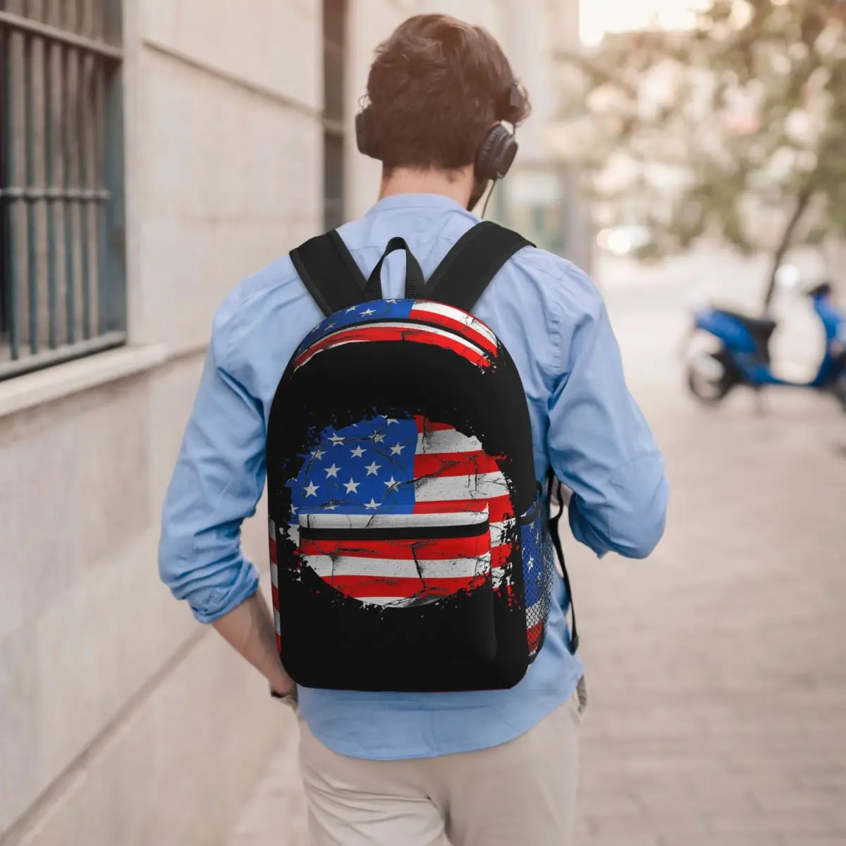 

USA America American Flag Backpack Boys Girls BookBag Kids School Bag Computer Shoulder Bags for Men Women