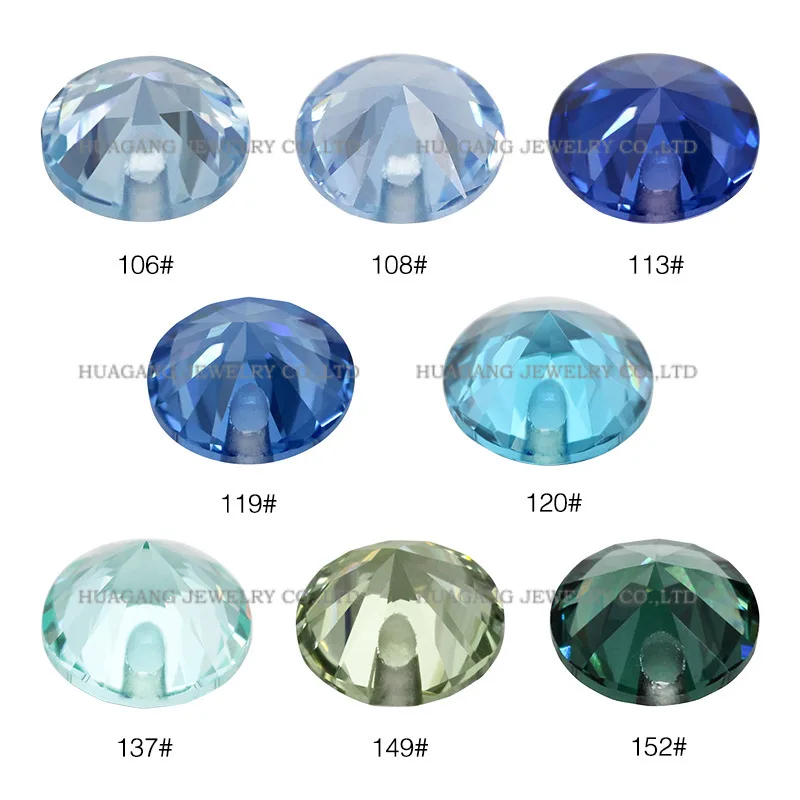 With Hole Synthetic Spinel Stone 152# 149#Green 106# 113# 108# blue Spinel Round Shape Brilliant Cut  For Jewelry