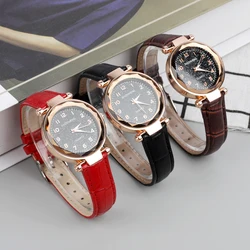 Relojes de cuarzo para Mujer, pulsera de cuero, regalo