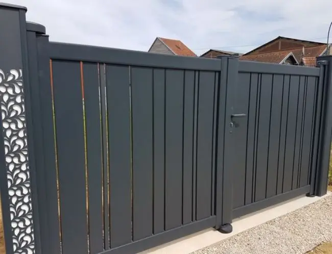 Modern Laser Cut Aluminum Art Gate with Automatic Opening Pattern New Design for Villas and Houses Metal Frame