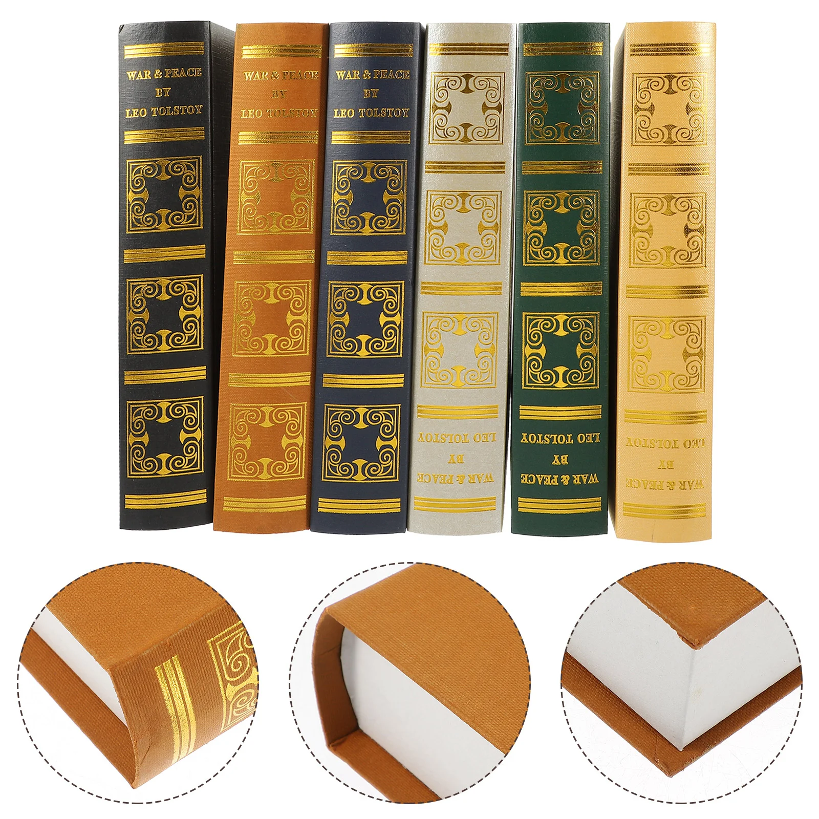 

6 Pcs European Retro Fake Book Decorative Ornaments Desktop Adornment Display Bookend