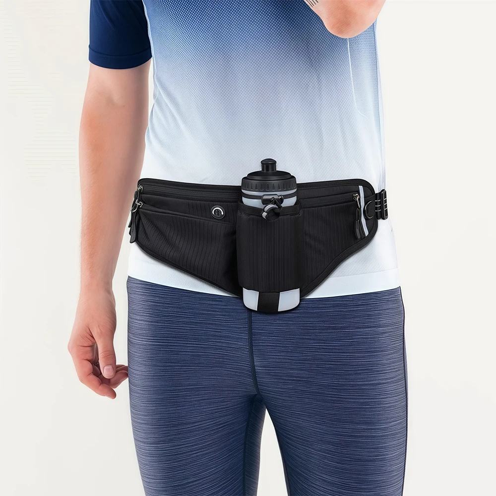 1PCS Fanny Pack with Water Bottle Holder and Reflective Strips Running Belt Hydration Waist Pack for Walking Running Hiking