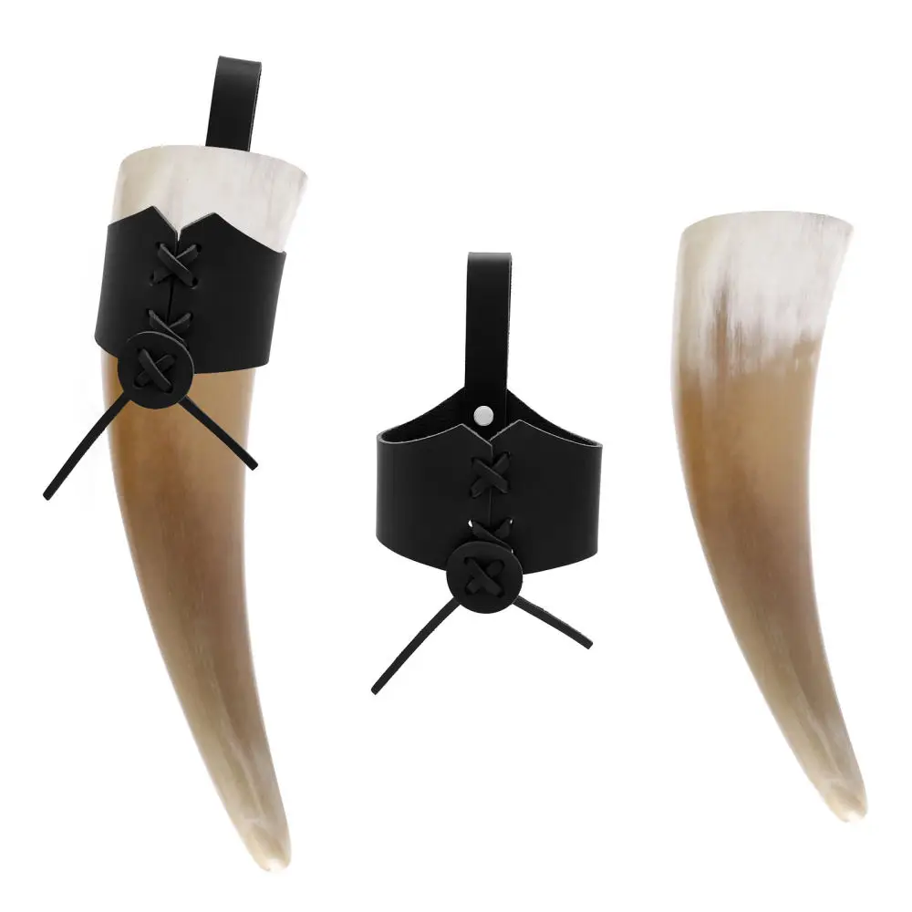 Retro Leather Horn Cup Sleeve Medieval Costume Prop Renaissance Fair Accessory Adult Role Play Party Equipment