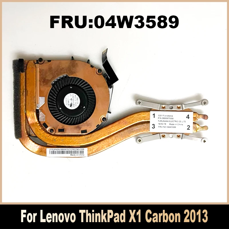 Original 04W3589 For Lenovo ThinkPad X1 1st Gen Laptop CPU Cooling Fan Cooler Fan 0B55975AA Radiator Heatsink 100% Tested