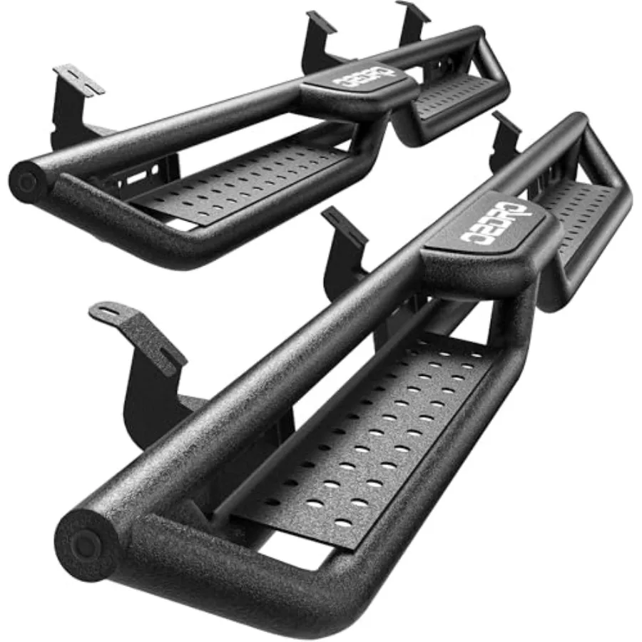 

Running Boards for 2007-2021 Toyota Tundra Double Cab: Steel Bolt-on Side Steps with Two-Stair Design, Black Finish, Durable Ne