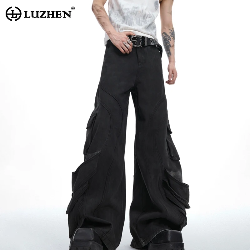 

LUZHEN Trendy Personalized Multi Pockets Design Cargo Casual Pants Men's 2024 New Original High Street Loose Bell-bottoms LZ4063