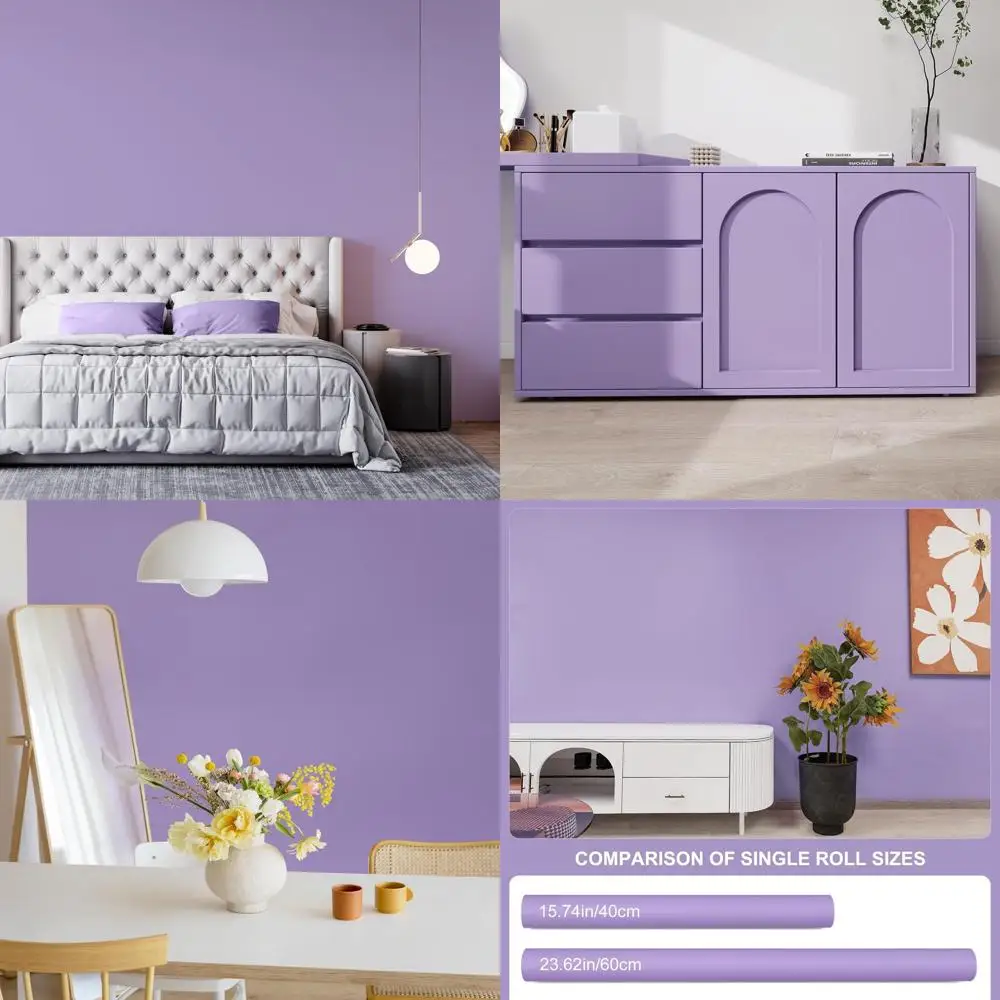 ورق جدران أرجواني صلب أرجواني قابل للتقشير واللصق ورق جدران 23.6 بوصة × 472 بوصة ورق اتصال حديث غير لامع ذاتي اللصق قابل للإزالة #1