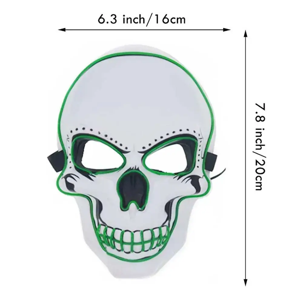 LED Flash Light Up Mask Party อุปกรณ์เสริมฮาโลวีนคอสเพลย์หน้ากากกะโหลกศีรษะสีขาวฮาโลวีน Skull Mask หน้ากากส่องสว่าง Skull หมวกนิรภัย