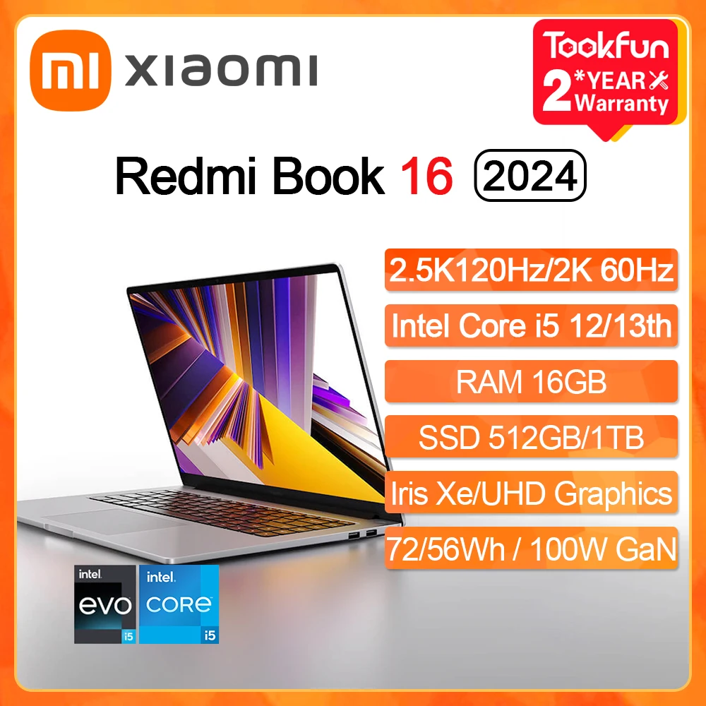 XIAOMI Laptop Redmi Book 16 2024 RAM 16GB SSD 512GB 16