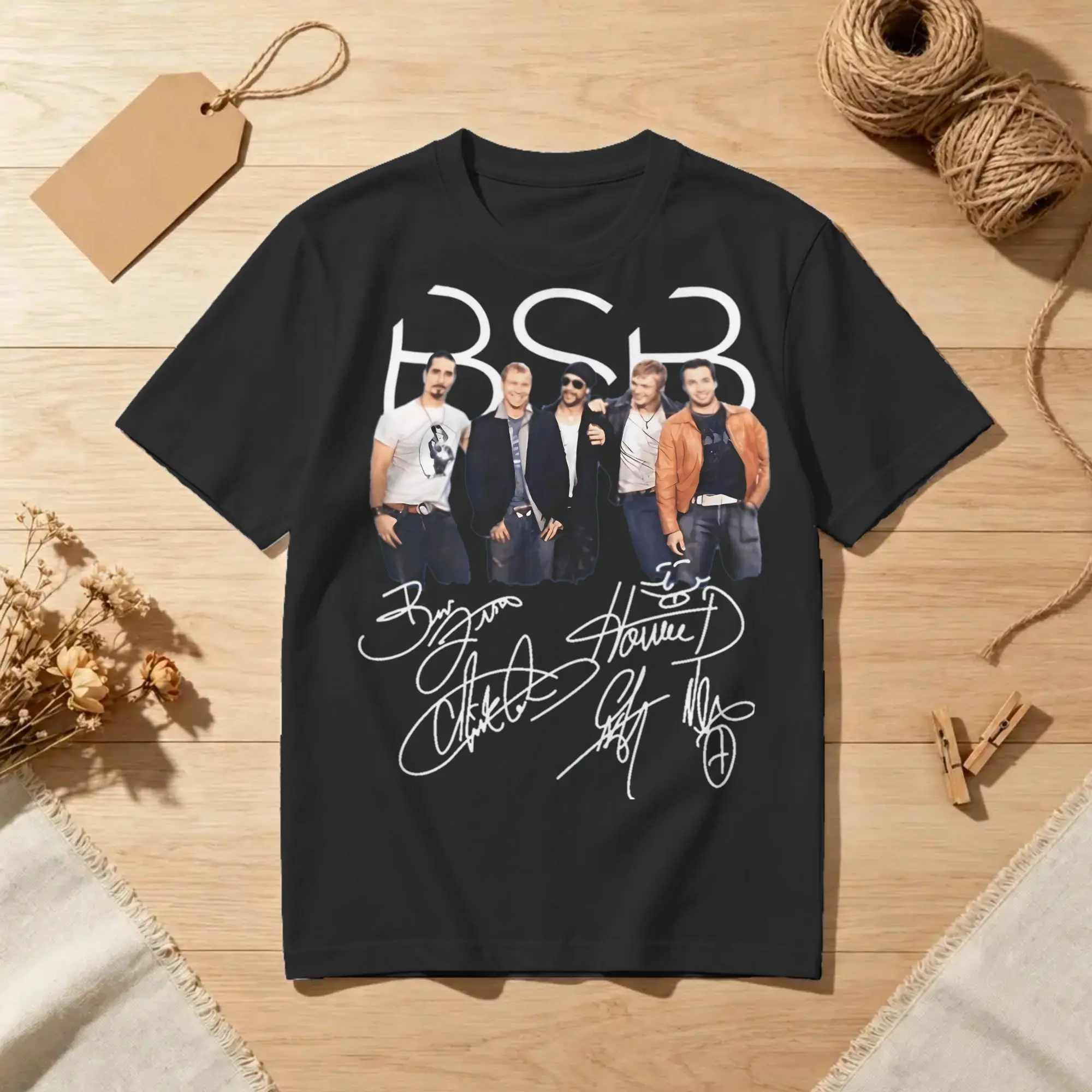 Camiseta para hombre y mujer, estilo Backstreets, para niños, de la banda de rock BSB, 100 % algodón, ropa original, camiseta de manga corta con cuello redondo, camiseta estampada.