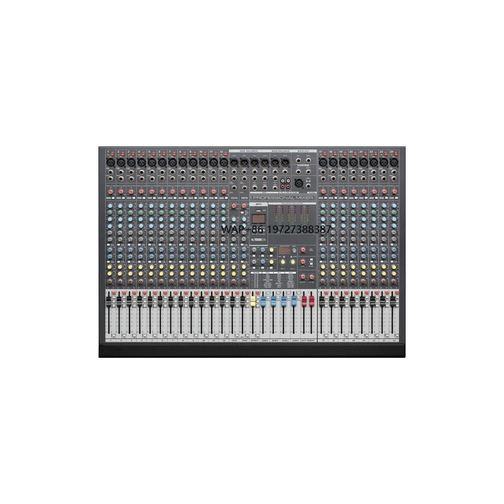 IPALead MC-424 24-Channel Powered Professional Bluetooth Music Console Surround Sound Plastic DJ Controller 48V