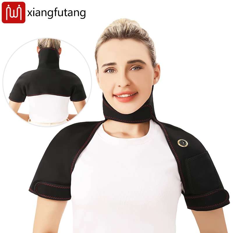 

Углеродное волокно с подогревом, поддержка плеч, шеи, жилет, вибрационный массажер для плеч, снимает замороженное боли в плечах, шейный спондилез