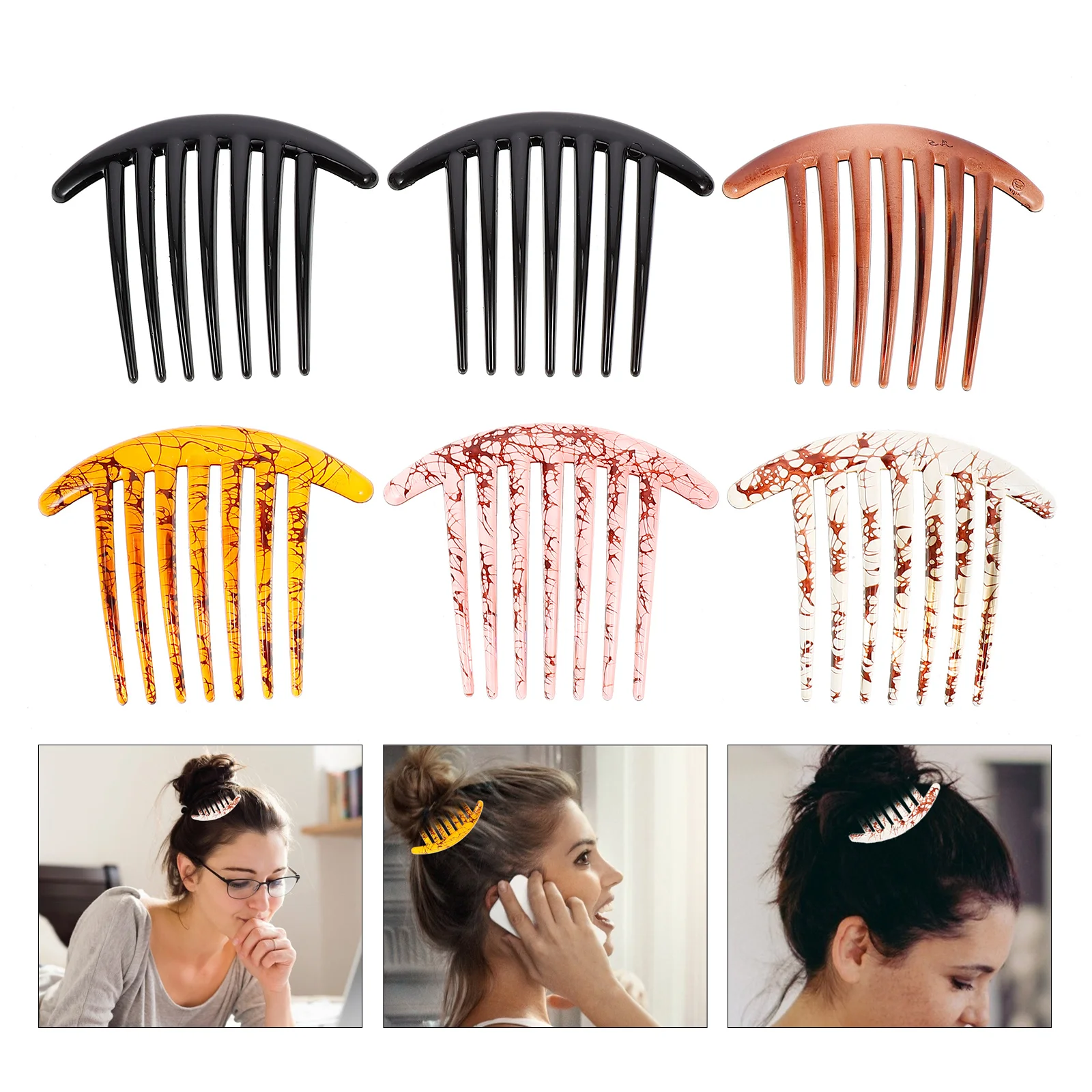 

6 Pcs Dense Bride Hair Jewelry Tortoise Accessories Combs for Styling Women Bun