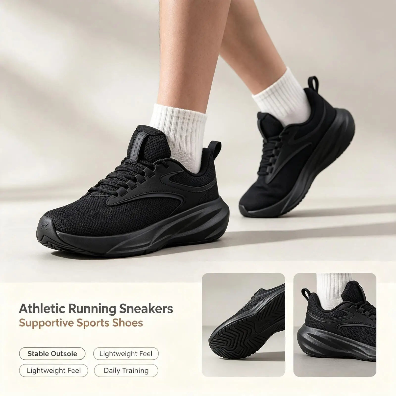 New Under Armour Black Running Shoes, Breathable Mesh Athletic Sneakers, Comfortable Cushioned Sports Shoes