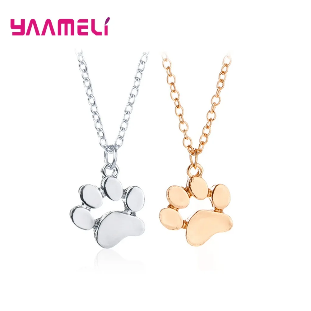 US Style S925 Sterling Silver Pendant Necklaces Bear Cat Puppy Claw Charming Charms for Girl Woman Easter Hallowmas Gifts