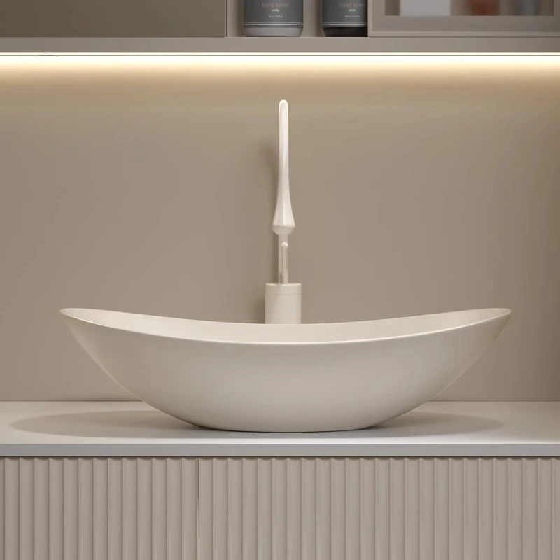 

High-grade cream wind ceramic hand wash tray creative art table basin ceramic ingot hand basin countertop basin high value