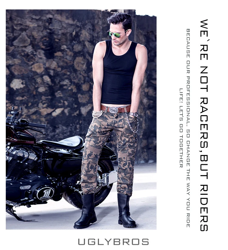 Uglybros Men's Style Camouflage Motorcycle Jeans Pants Jeans Standard Version Car Ride Trousers Pant Motobike Riding