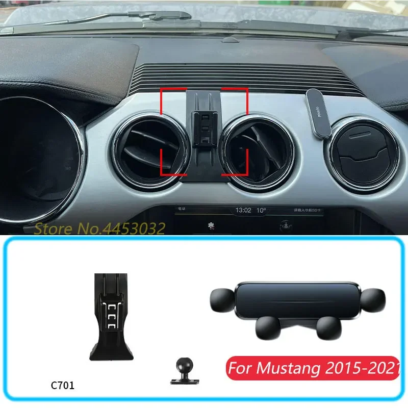 For Ford Mustang 2015-2021 Car Phone Holder With Base 1 Suit Horizontal Gravity GPS Mobile Bracket Stand Mount Accessories