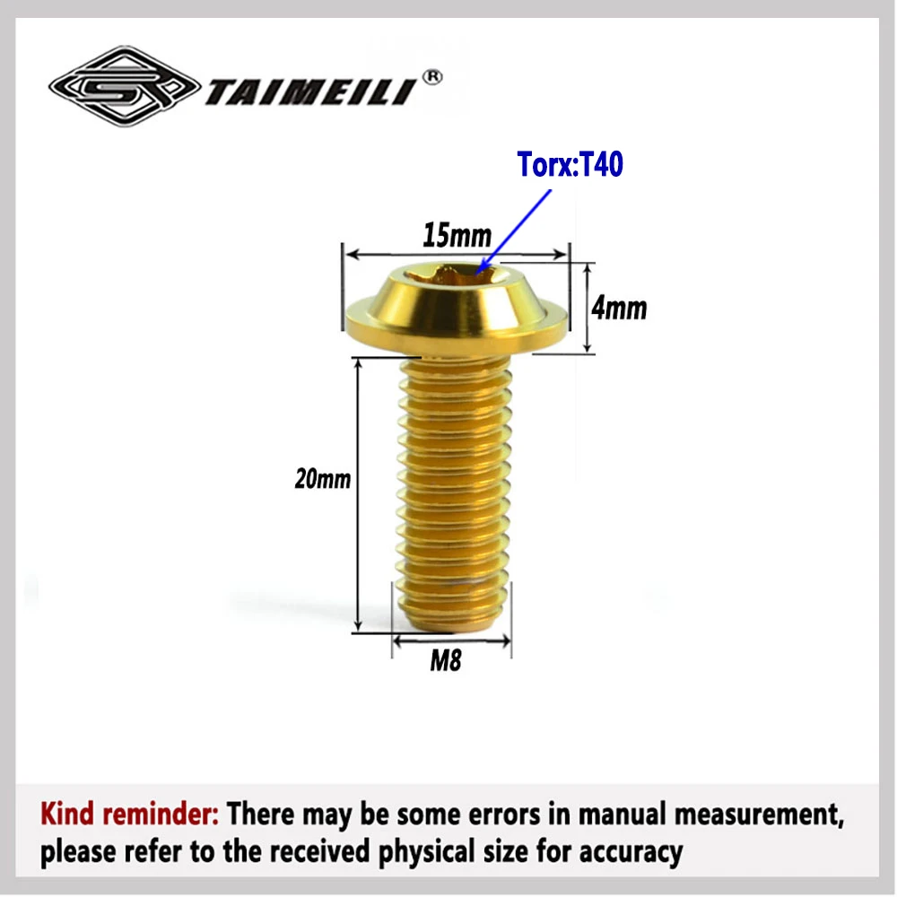 TAIMEILI Titanlegierung, scheibenförmiger Kopf, Bremsscheibenschraube für Motorräder, M8x20mm, zum Umbau, zur Modernisierung und als Ersatzteil. – Detail 3